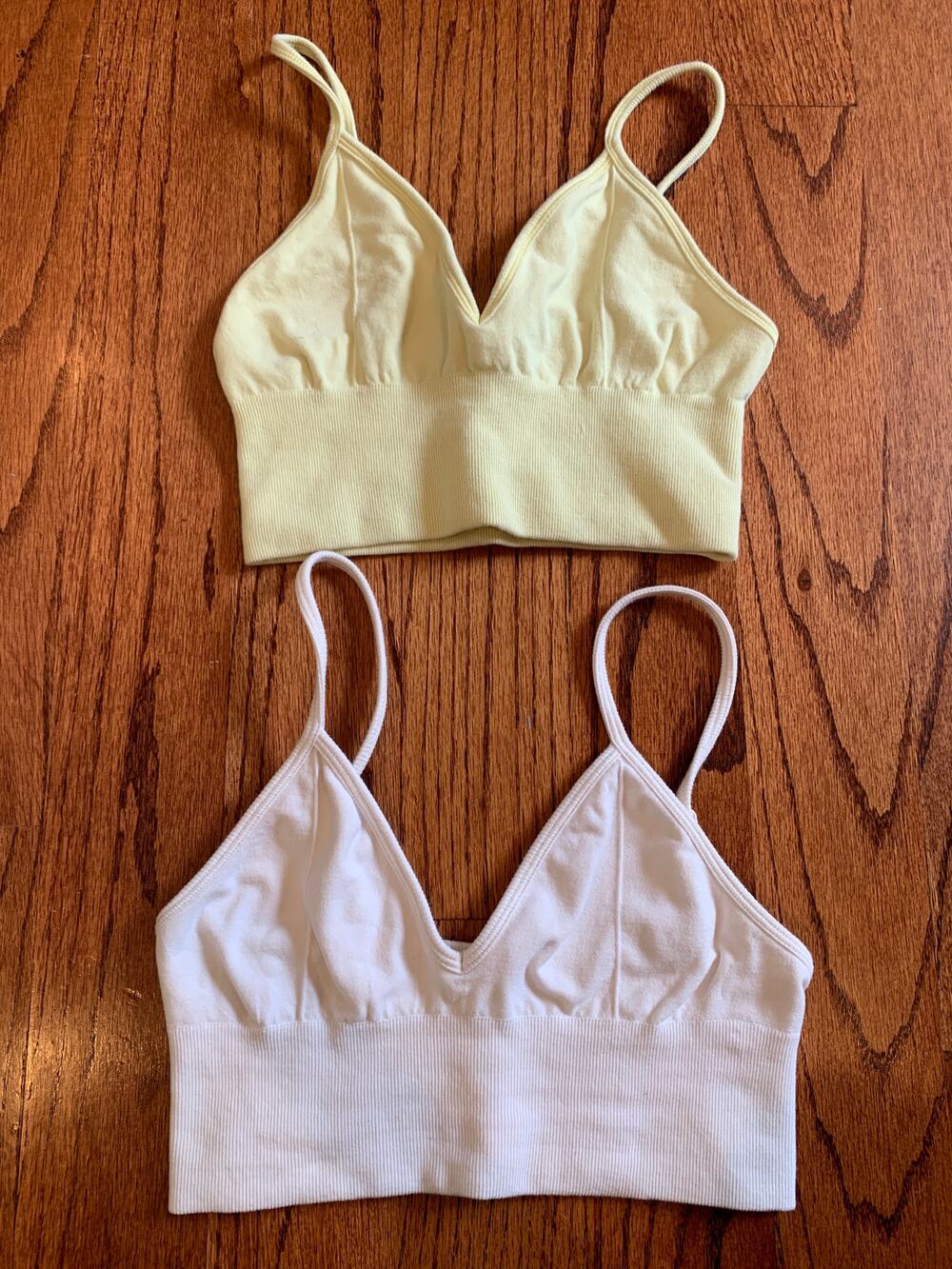 Alo Seamless Modal Ribbed Delight Bralette Lot (2) | Yellow White | Small